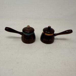 Vintage Salt Pot And Pepper Pot Wooden Salt And Pepper Shakers Redwood Highway